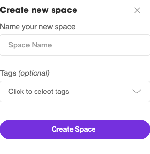 The Create new space dialog