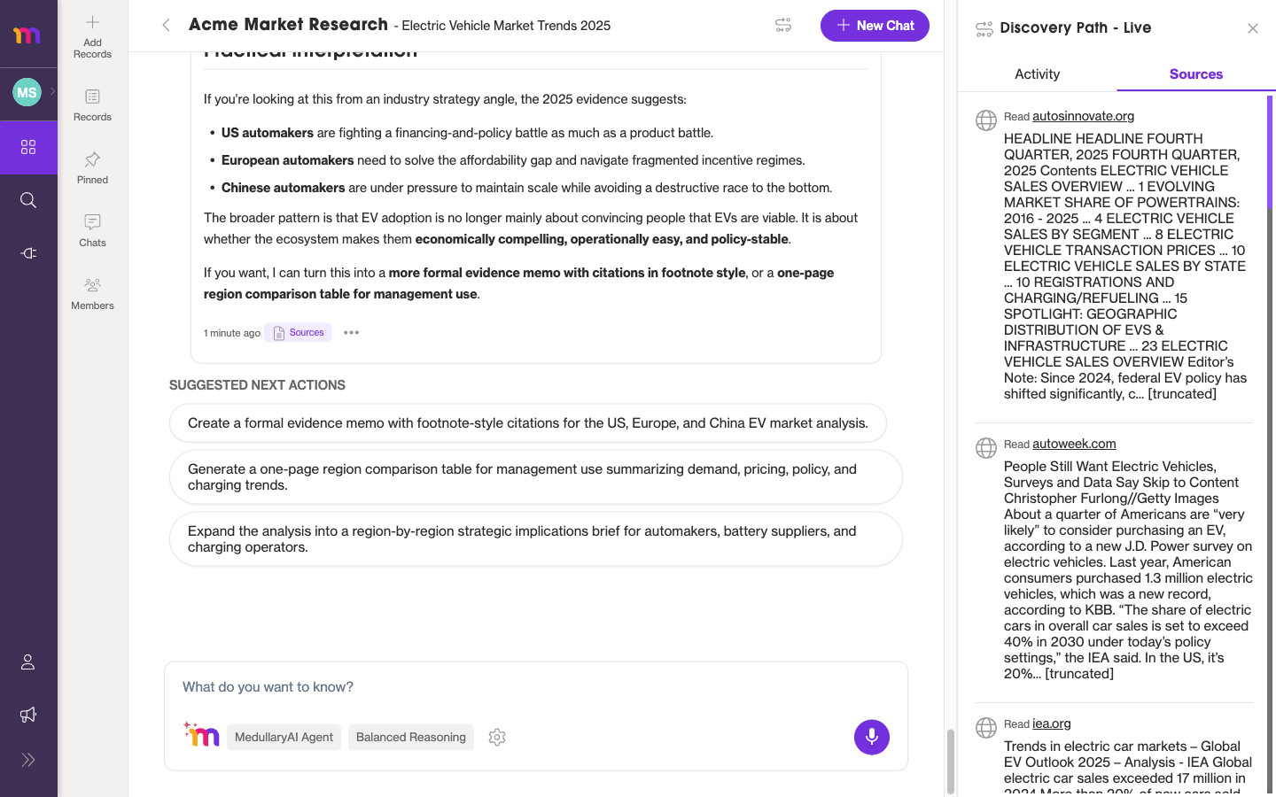 The Discovery Path Sources tab with cited sources