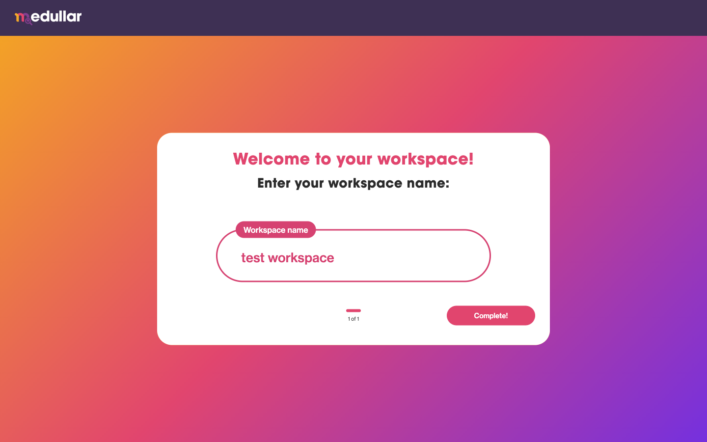 Onboarding step 4: confirm your workspace