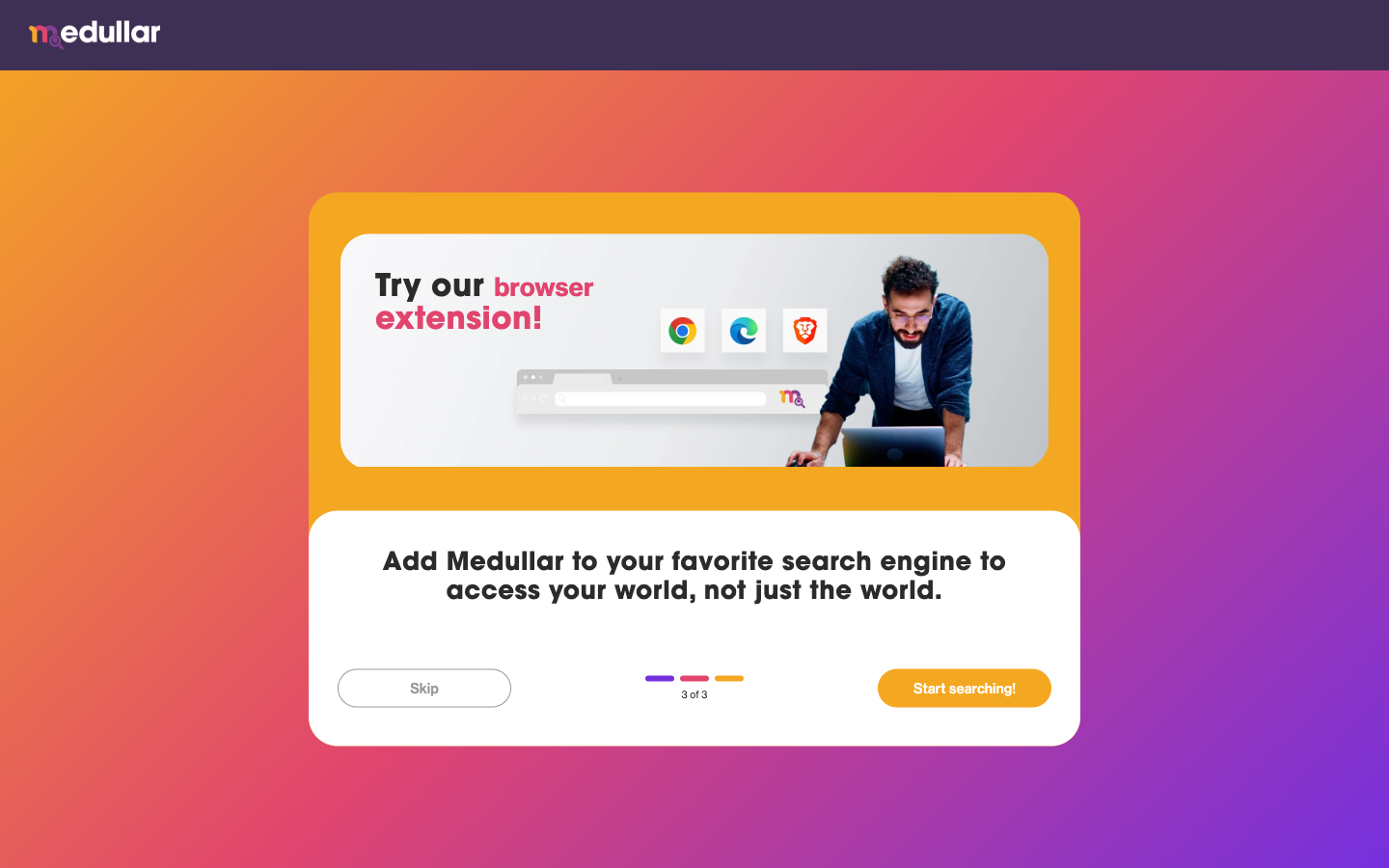 The browser extension prompt for Chrome, Edge, and Brave