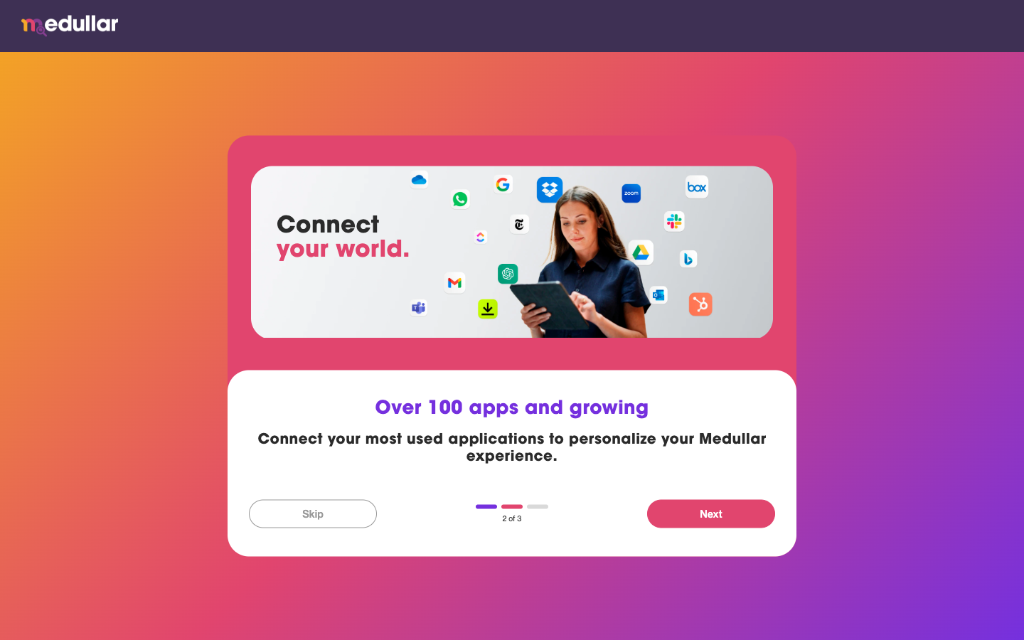 Onboarding step 2: connect your apps