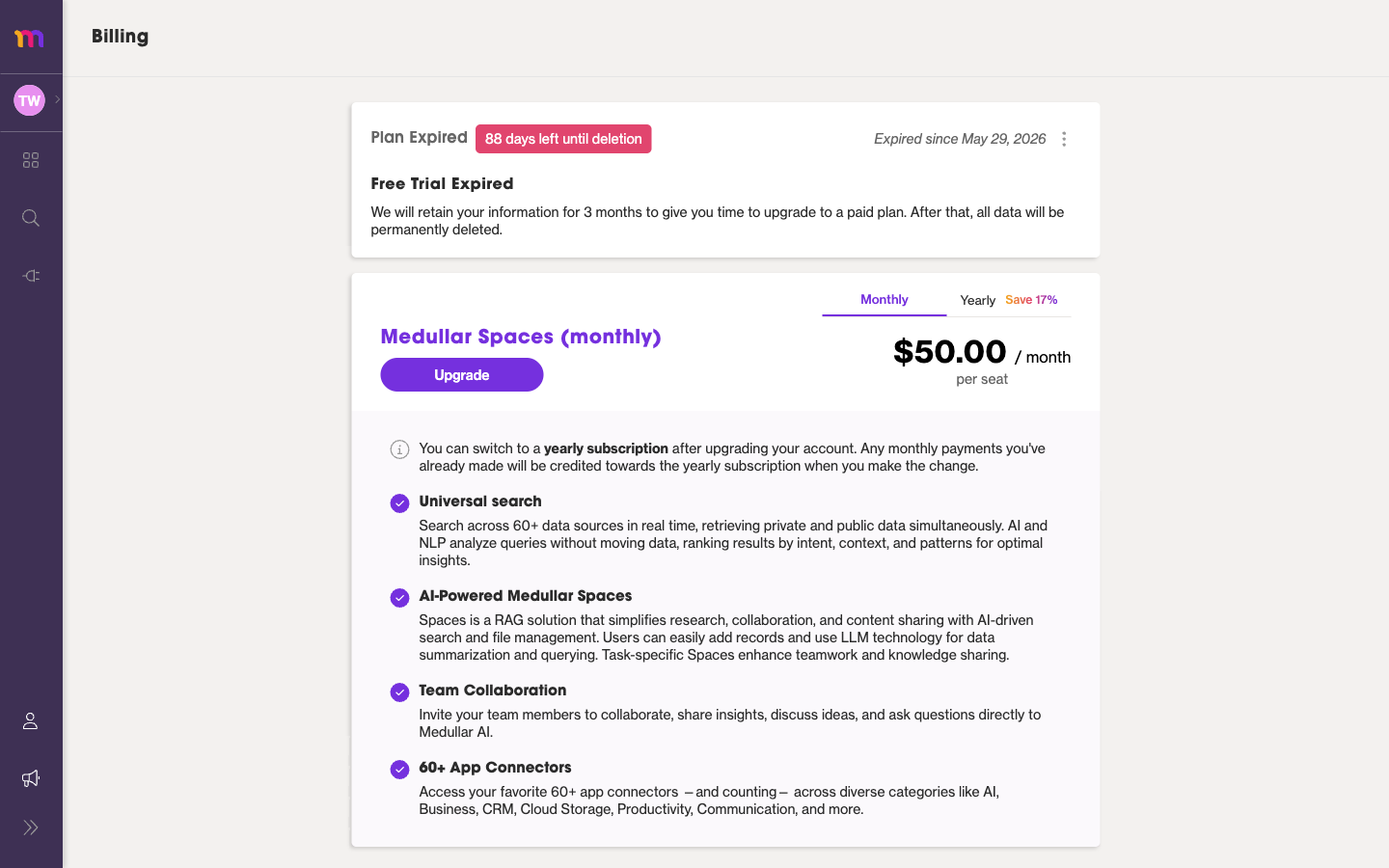 The Plans page