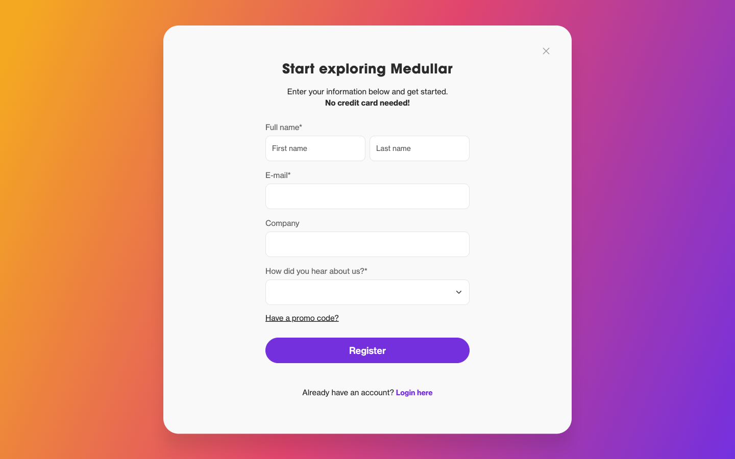 Medullar registration form