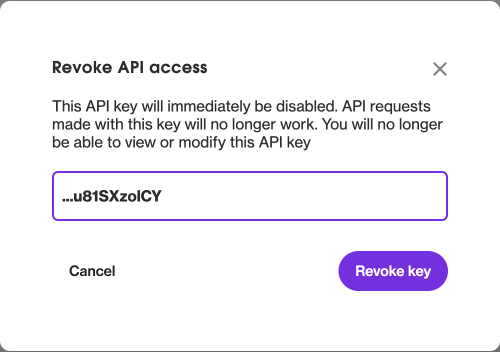 Revoking an API key