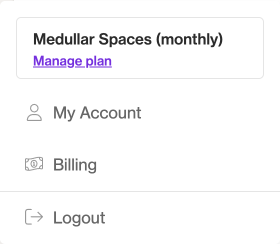 The user menu with My Account, Billing, and Logout